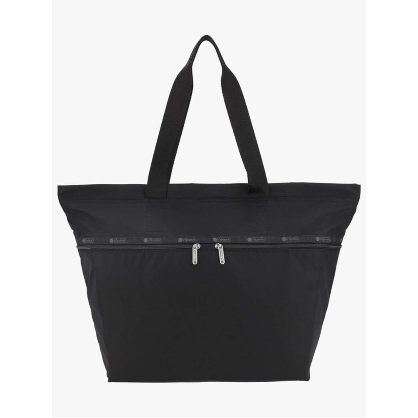 Lesportsac Black Nylon Zip-Front Large Tote Vacation Gym Lightweight Minimalist